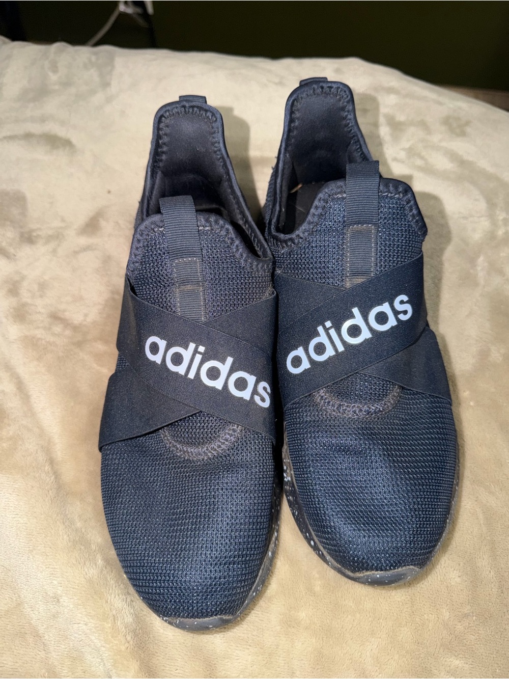 adidas Kids Black Slip-On Crossband Sneakers